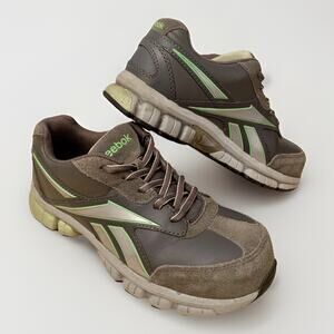 REEBOK Leather Suede Safety Toe Sneaker Cross Trainer No-Slip Work Shoe WOMENS 7